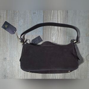 Elegant Chocolate Brown Suede Leather Shoulder Bag